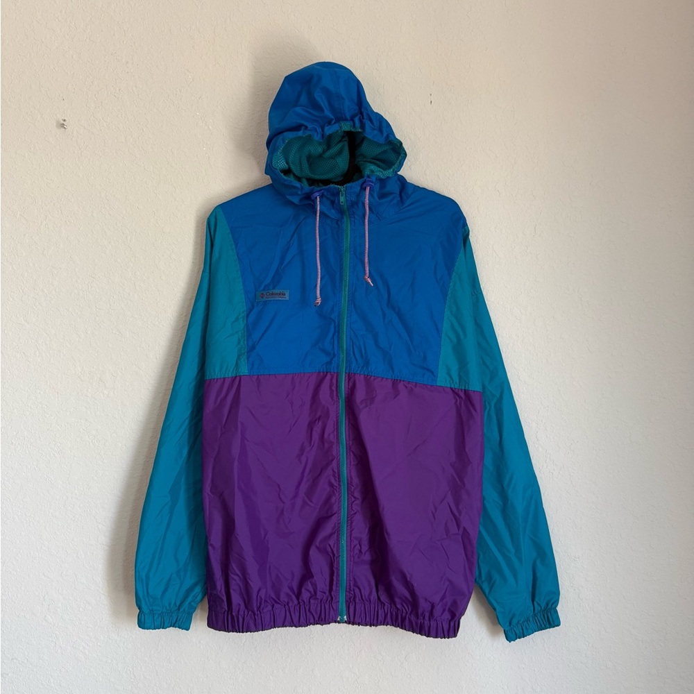 Vintage Columbia windbreaker jacket - retro colorblock track rain coat 80s 90s - Picture 5 of 12
